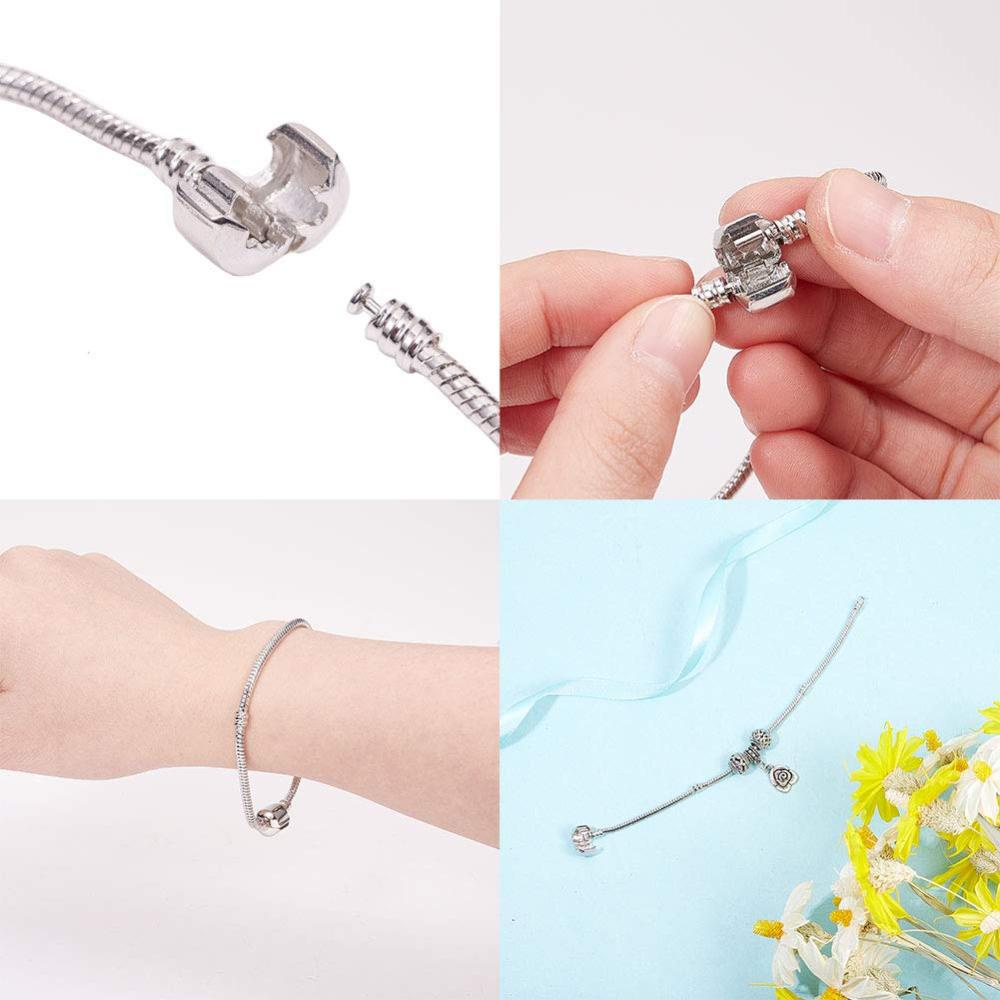 20 Pcs 6.3 Inch Snake Chain Charm Bracelets for Jewelry Making Adjustable  Snake Charm Bracelet Chains with Bracelet Helper Heart Shape Extender Chain