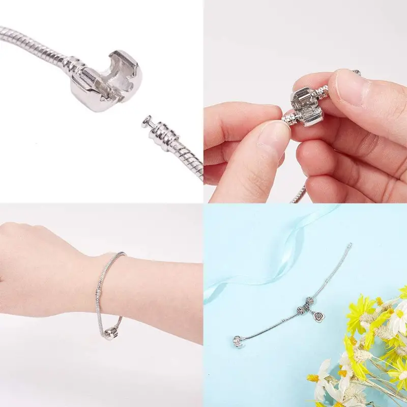 2 Styles Snake Chain Charm Bracelet For Bead Charms - Temu