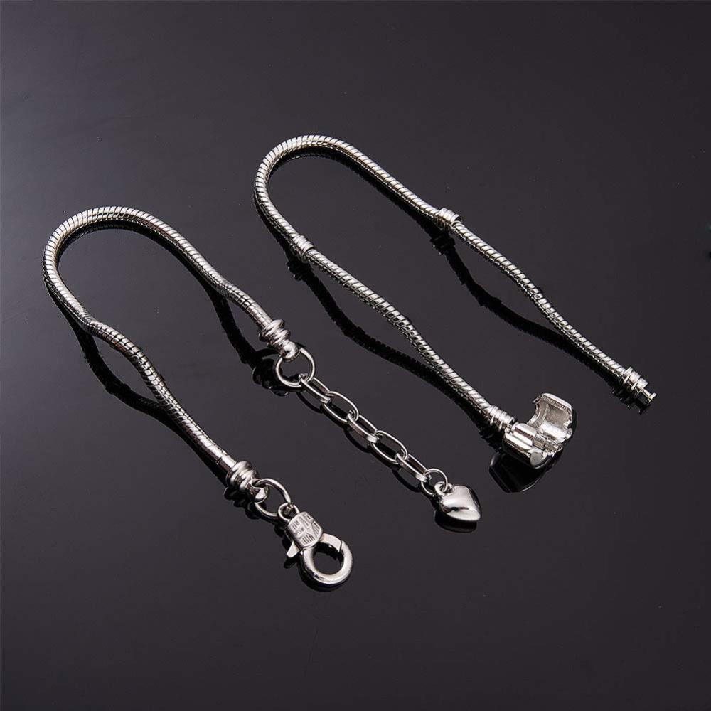 5pcs 16cm/6.3 Inch Snake Chain Bracelet Adjustable Charm Bracelet With  Heart Shape Extender Chain DIY Bracelet Chain For Jewelry Making