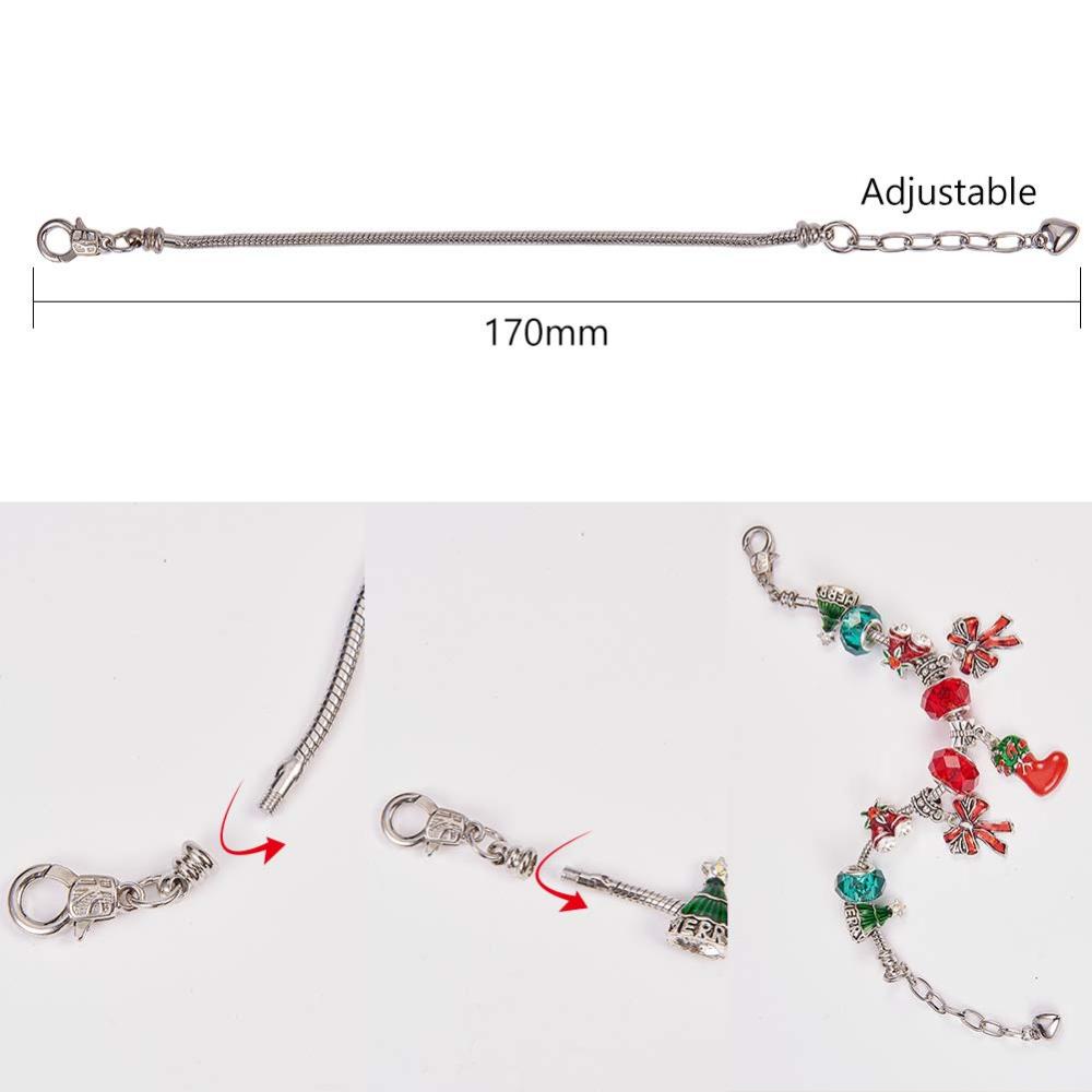 5pcs 16cm/6.3 Inch Snake Chain Bracelet Adjustable Charm Bracelet With  Heart Shape Extender Chain DIY Bracelet Chain For Jewelry Making