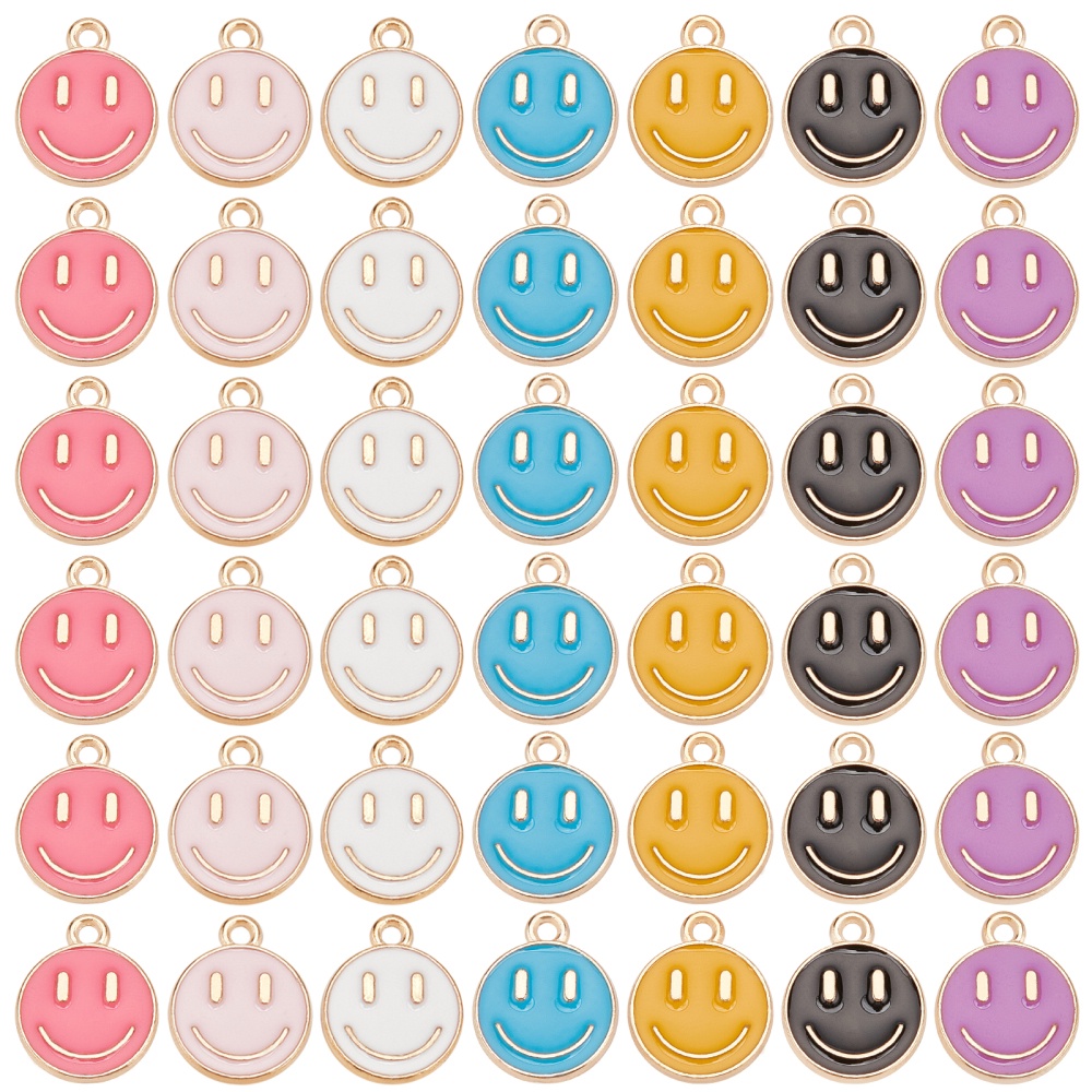 7 Colors Face Charms Pendants Alloy Enamel Charms With - Temu