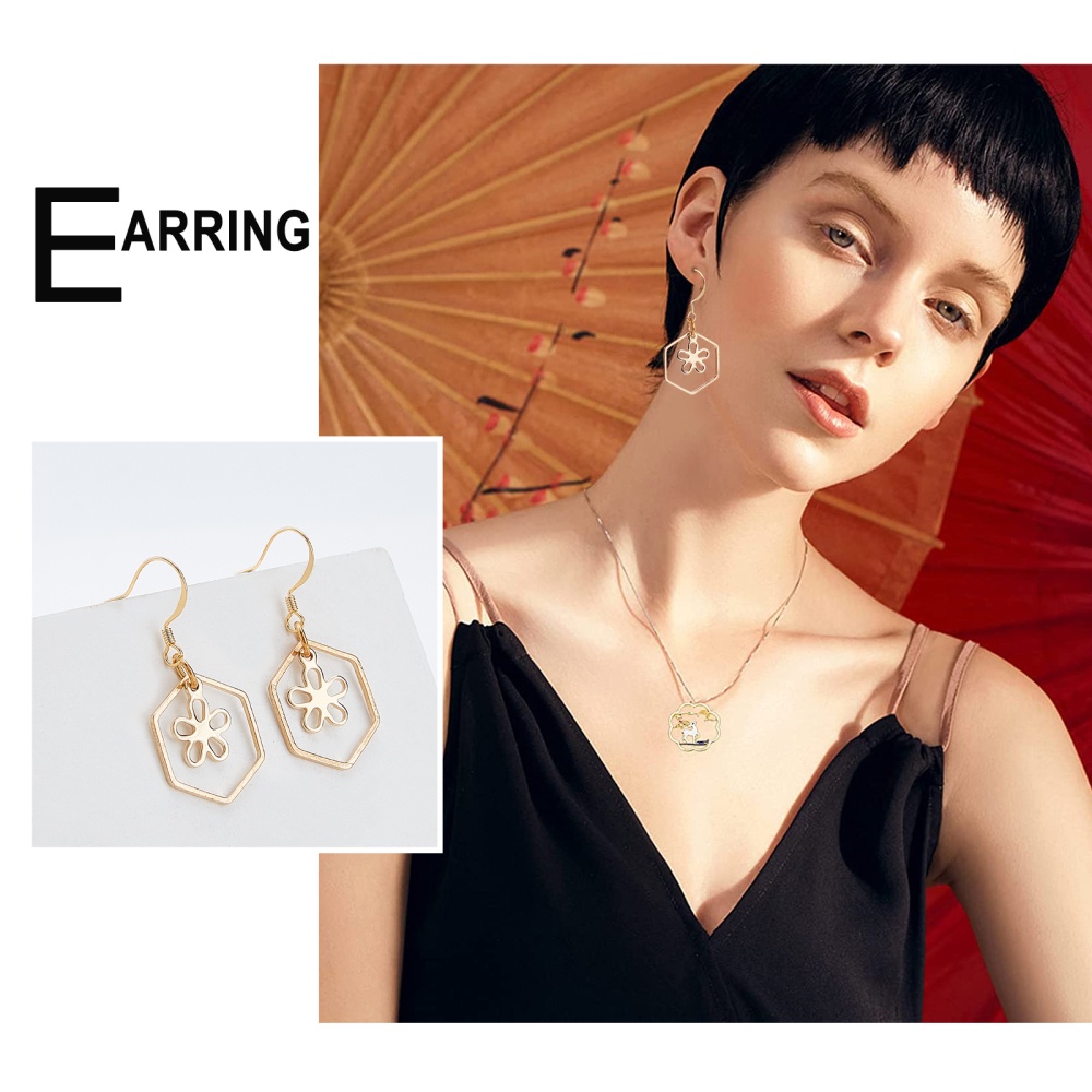 Cubic Zirconia Earrings Posts With Loop Golden Platinum Iron