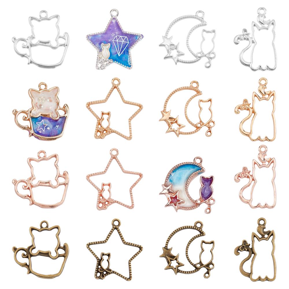 Temu 2 Set 24pcs Star Resin Pendant Decorations, Lobster Clasp Charms, Clip-On Charms, for Keychain Purse Backpack Ornament, Assorted Varieties, 48mm