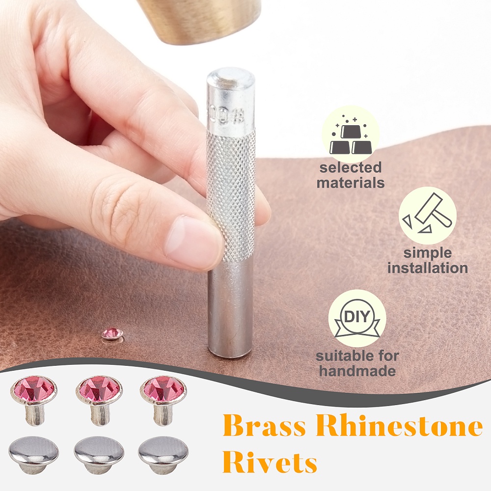Mixed Rhinestone Rivets Cap And Studs Flat Round Steel Eyelets for Leather Craft