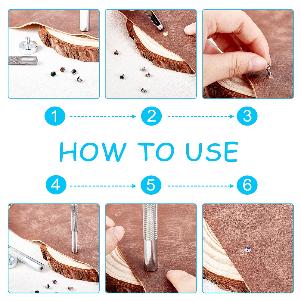 Mixed Rhinestone Rivets Cap And Studs Flat Round Steel Eyelets for Leather Craft