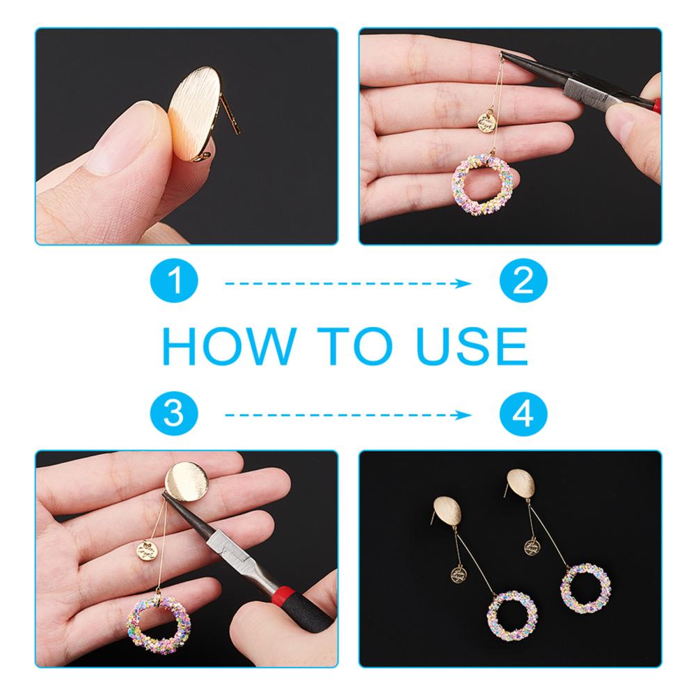 20pcs Brass Ear Studs 18K Golden Plated Circle Earring Studs with Loop