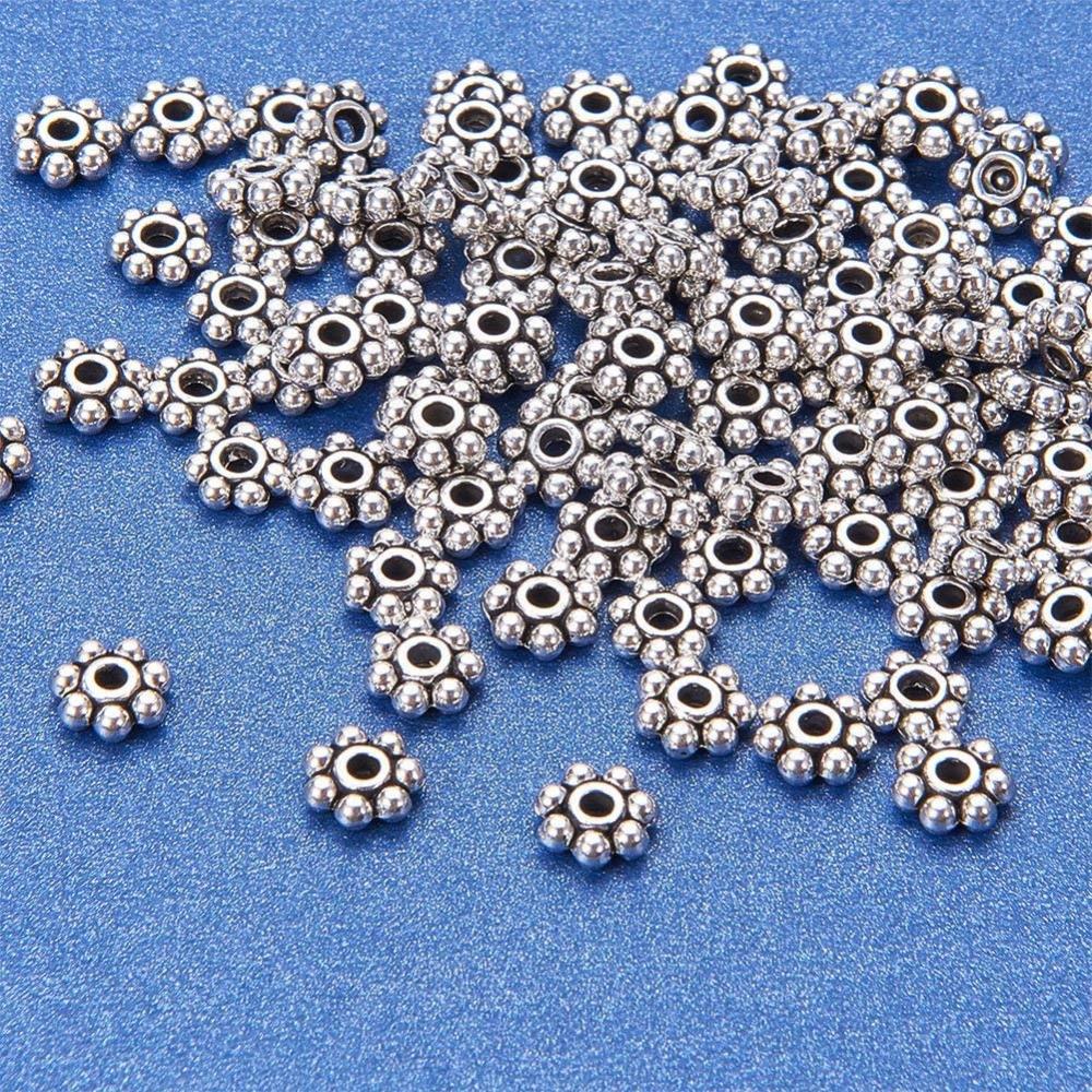 Antique Silver Flower Beads Daisy Metal Spacer Beads For - Temu