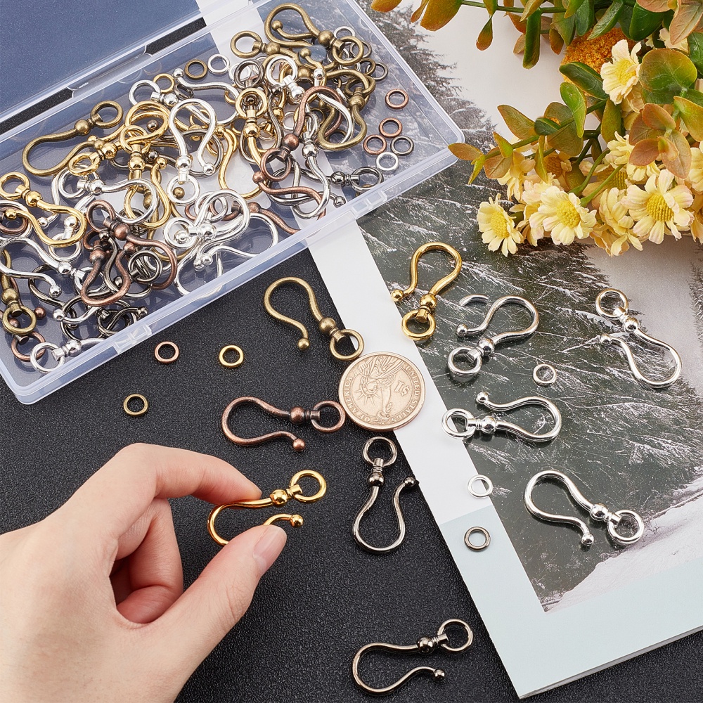 48 Sets Mixed Alloy S Hook Clasps for DIY Jewelry Making