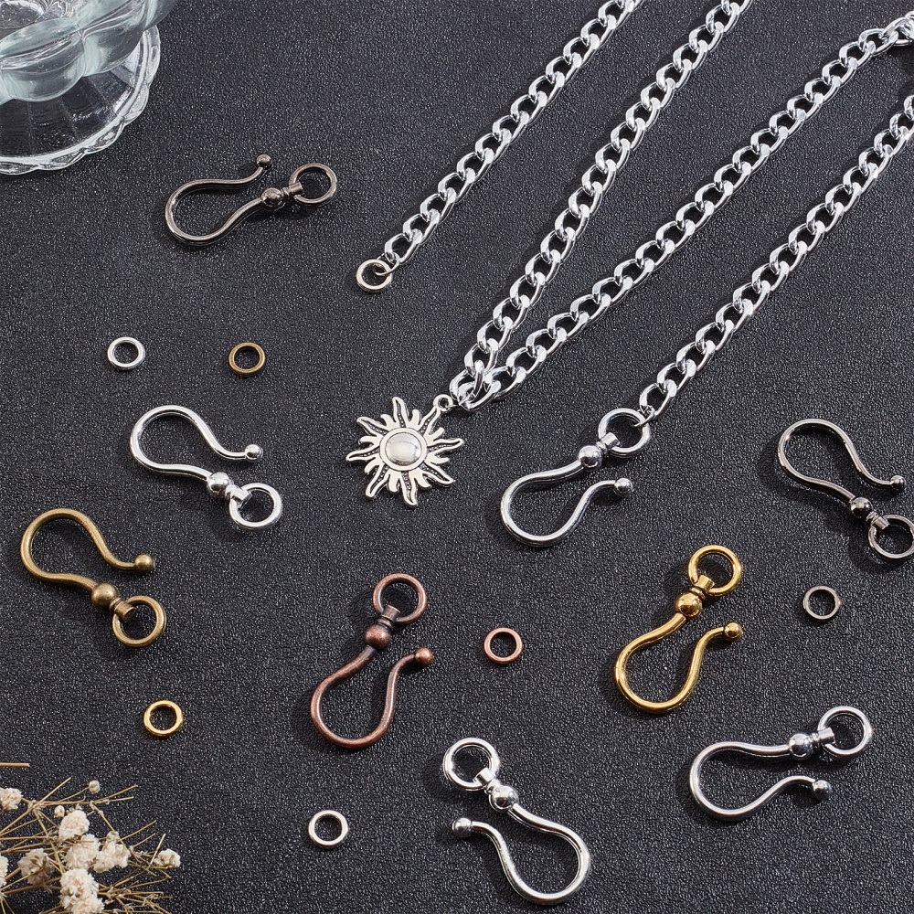 48 Sets Mixed Alloy S Hook Clasps for DIY Jewelry Making