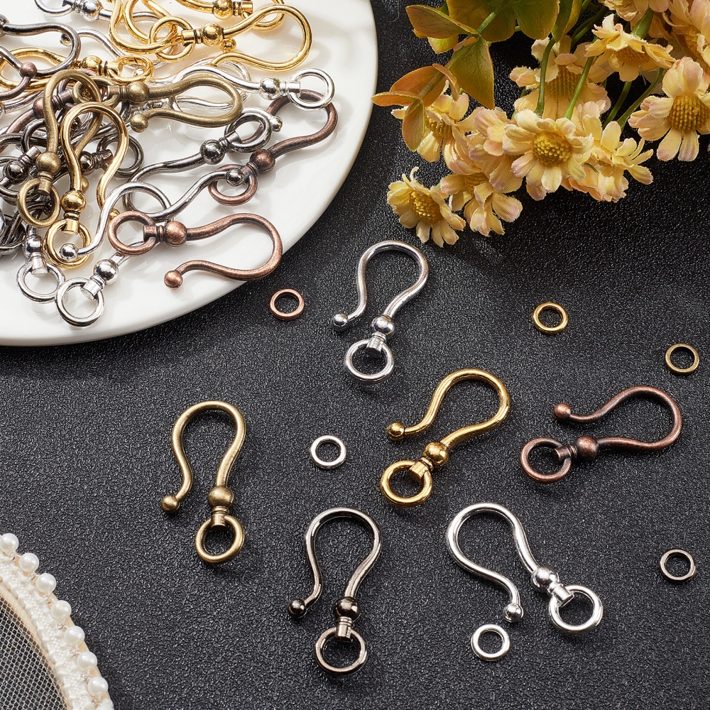 48 Sets Mixed Alloy S Hook Clasps for DIY Jewelry Making