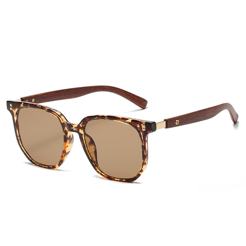Men's Tea Brown Sunglasses, Unisex Vintage Wood Grain Legs Square Frame  Sunglasses, Uv Protection - Temu