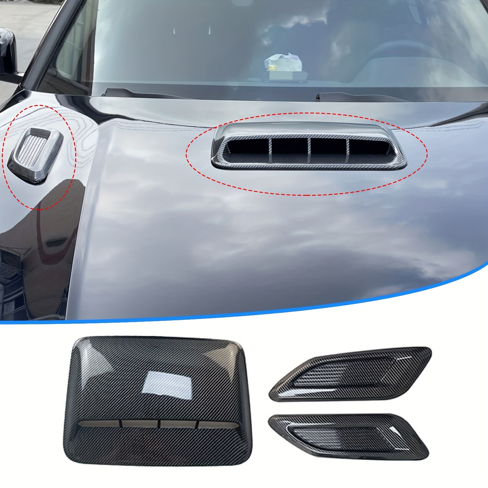Car Air Intakes Exterior Decorative, MoreChioce Universal Bonnet Air Vent  Outlet Cover Fairing ABS Bonnet Cover Replacement Air Intake Side Deco