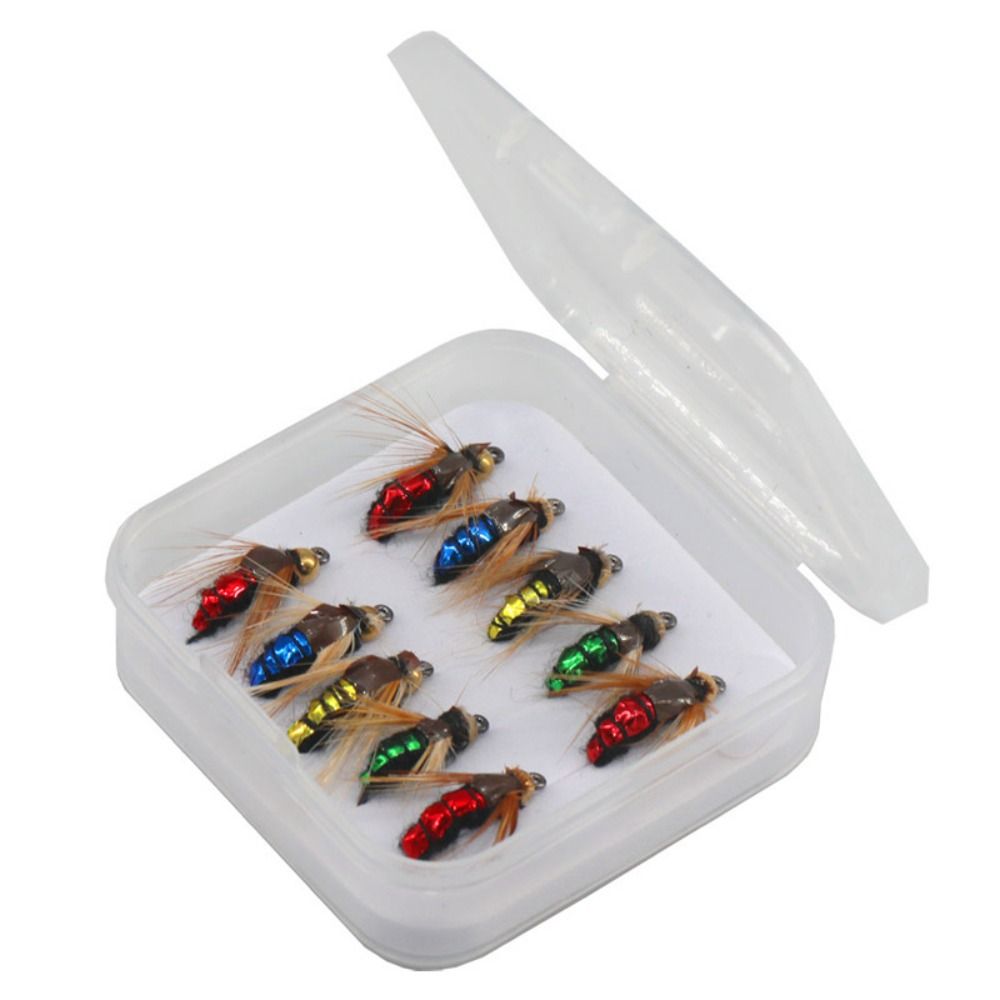 10pcs Artificial Insect Fishing Bait, Fast Sinking Brass Bead Head Scud Fly  Worm Trout Fishing Lure