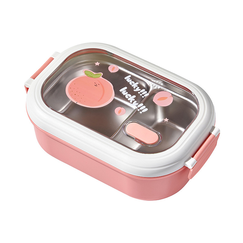 Portable Grided Stainless Steel Lunch Box With Cover Cute - Temu