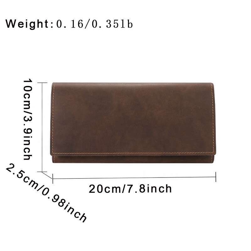 Crazy Horse Leather Men Clutch Vintage Mobile Phone Wallet Card