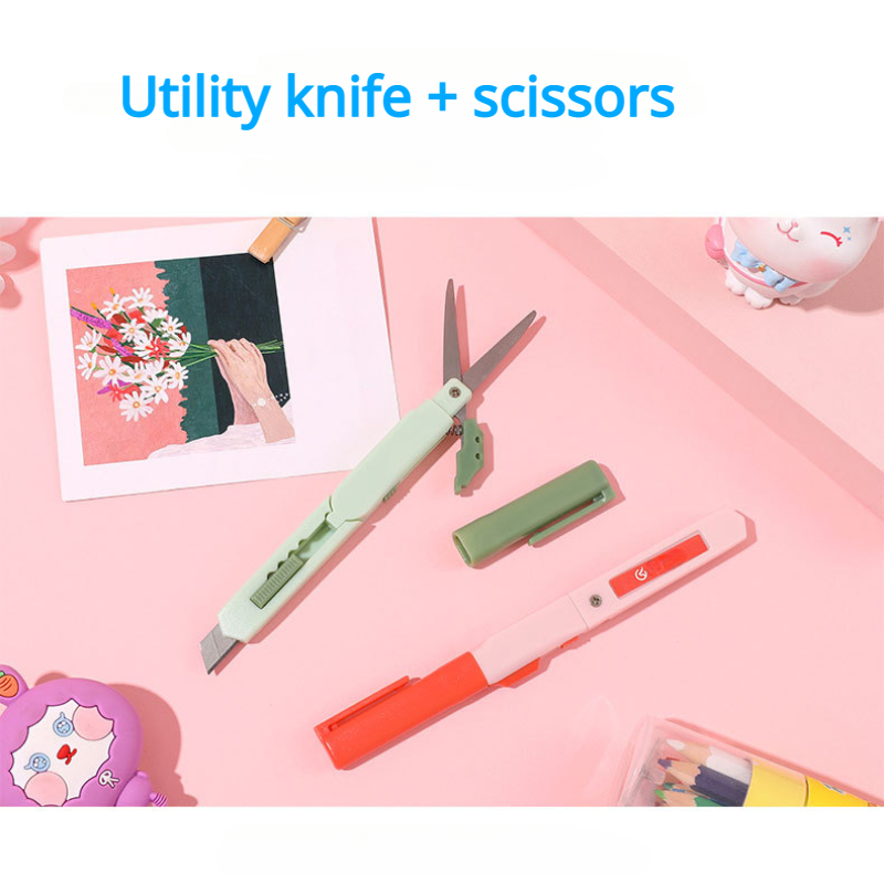 1pc Cartoon Cute Scissors For Students', Not Hurting Hands,  Multi-functional Student Scrapbook Scissors, Art Cutting Paper Knife