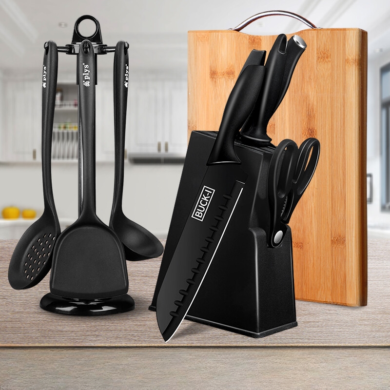 Knife Set Silicone Kitchen Utensils Set with Wooden Handle and Cuttings -  China Accessories for Cooking Kitchenware and Wheat Straw Color Set Knife  Holder Storage Rack price