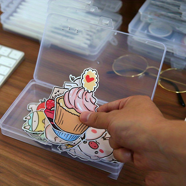 Transparent Storage Box Scrapbook Sticker Storage Container Temu