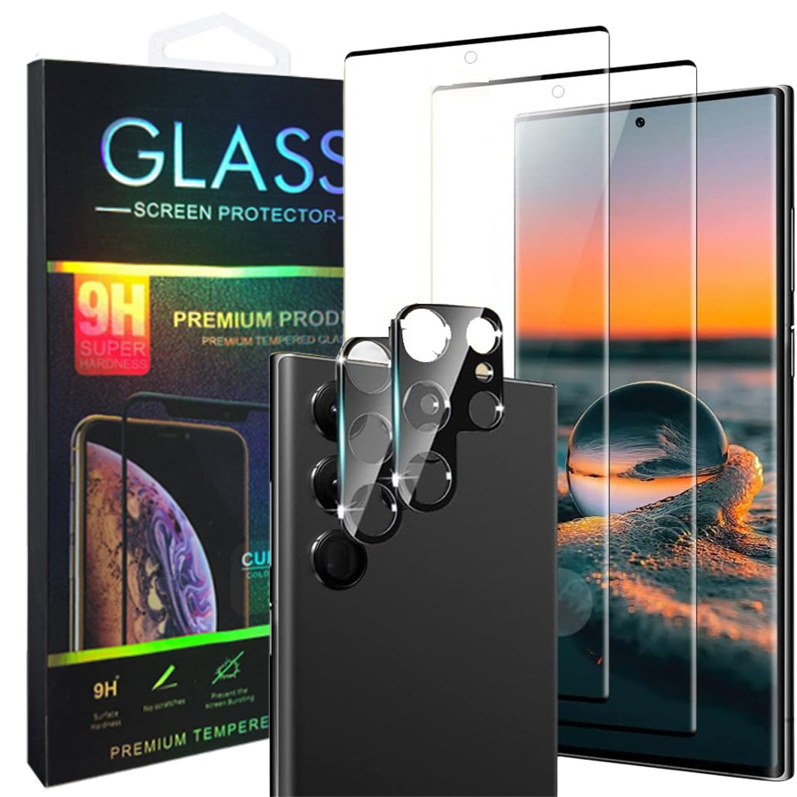 Protection d'écran en verre trempé Bord à Bord Incurvé pour Samsung Galaxy S23  Ultra 5G, Noir
