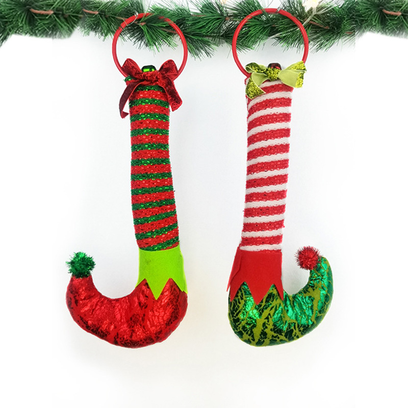 1pc Elf Legs Hanging Christmas Boots Door Ring Pendant Stuffed Elf Legs For  Christmas Home Party Door Ornaments Christmas Decoration