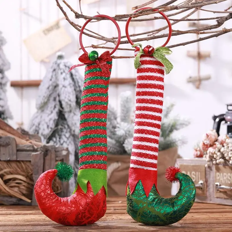 1pc Elf Legs Hanging Christmas Boots Door Ring Pendant Stuffed Elf Legs For  Christmas Home Party Door Ornaments Christmas Decoration