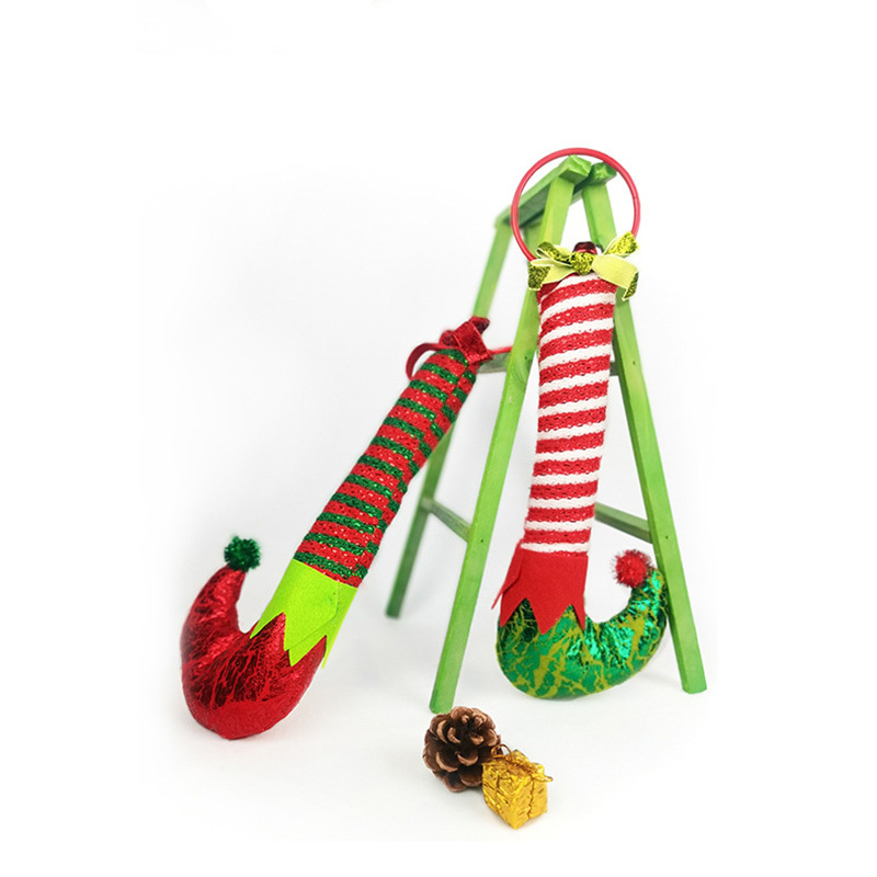 Striped Elf Boots Christmas Pendant Xmas Tree Door Hanging Decoration  Ornament Christmas Decor