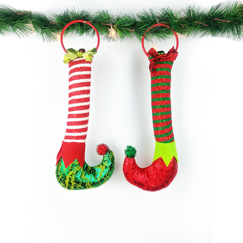 1pc Elf Legs Hanging Christmas Boots Door Ring Pendant Stuffed Elf Legs For  Christmas Home Party Door Ornaments Christmas Decoration