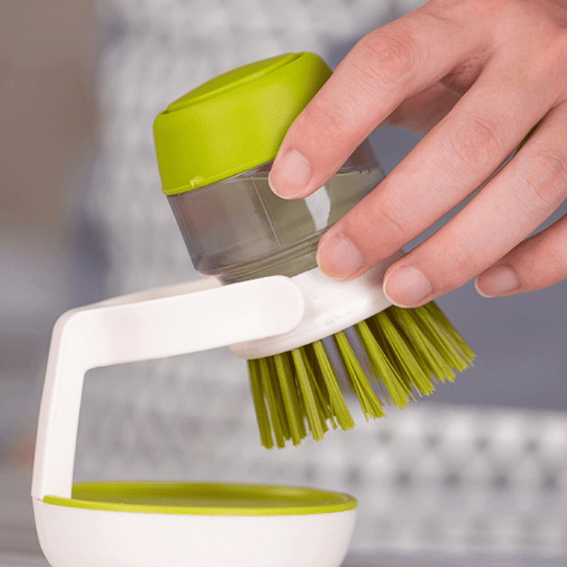 1pc Dish Brush Handheld Cleaning Liquid Storage Bowl Palm Scrubber Mini