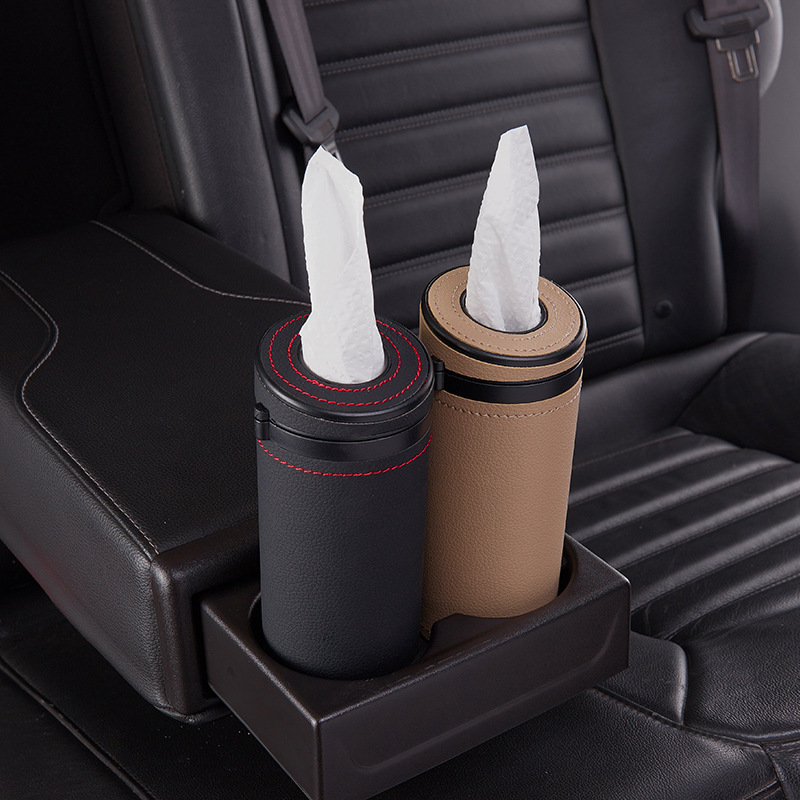 

Portable Leather Creative Cylinder Tissue Box Safety Broken Window Multifunctional Tissue Cup Automotive Interior Accessories