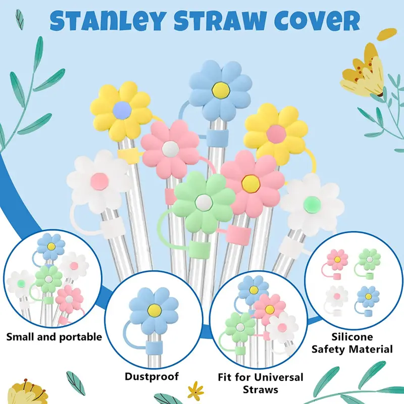 2/4/8/10pcs Straw Covers, Compatible With Monkle Stanley Straw Topper  Silicone Reusable Dust-Proof Straw Tips 6-8mm For Drinking Straws Plug  Straw Cov