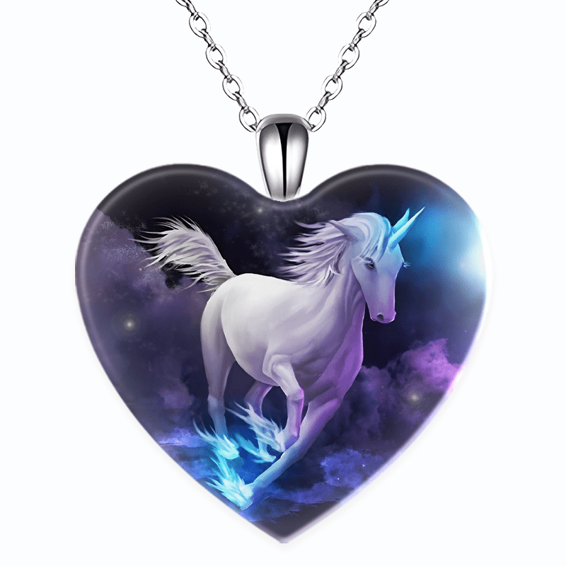 4pcs Trendy Exquisite Unicorn Heart-shaped Necklaces, Creative Pendant  Necklace, Cute Necklace, Party Jewelry, Holiday Birthday Gift For Friends