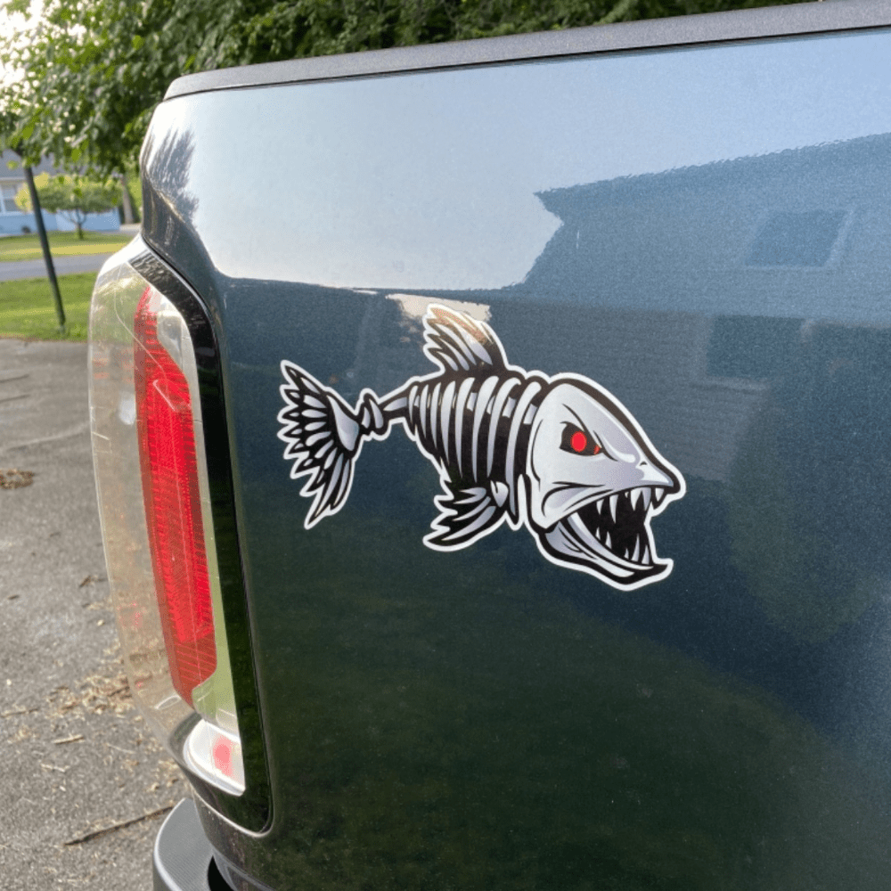 Set Of 2 Skeleton Fish Bones Vinyl Decals For Cars, Kayaks
