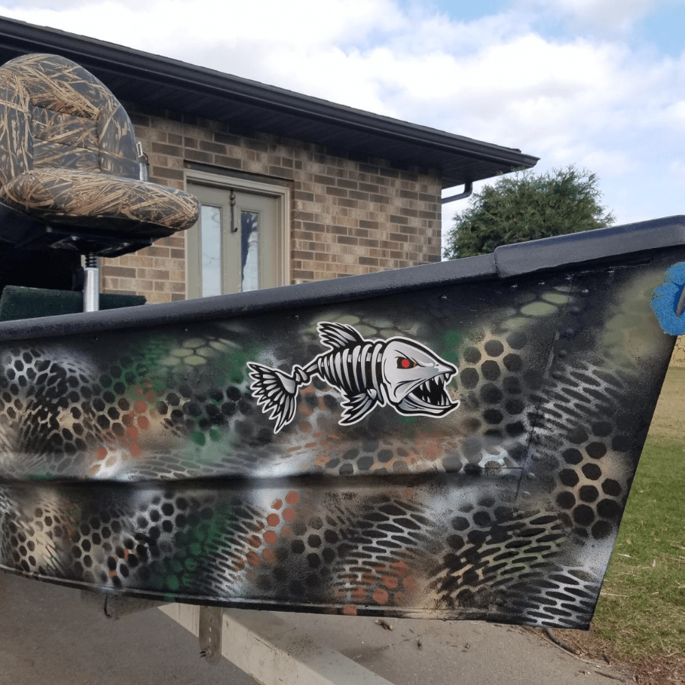 Set Of 2 Skeleton Fish Bones Vinyl Decals For Cars, Kayaks