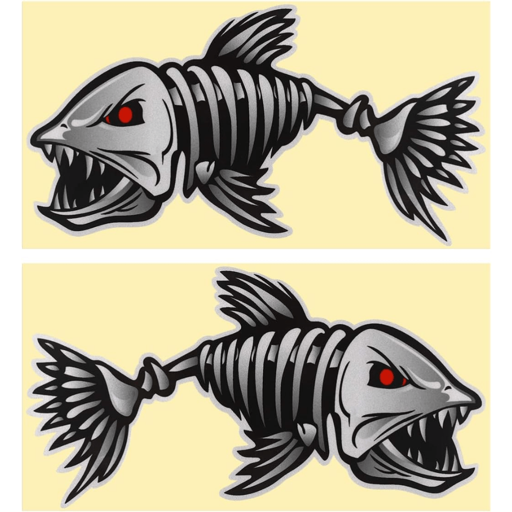 Skeleton Fish Boat Car Side Body Black Vinyl Decal Graphic Sticker