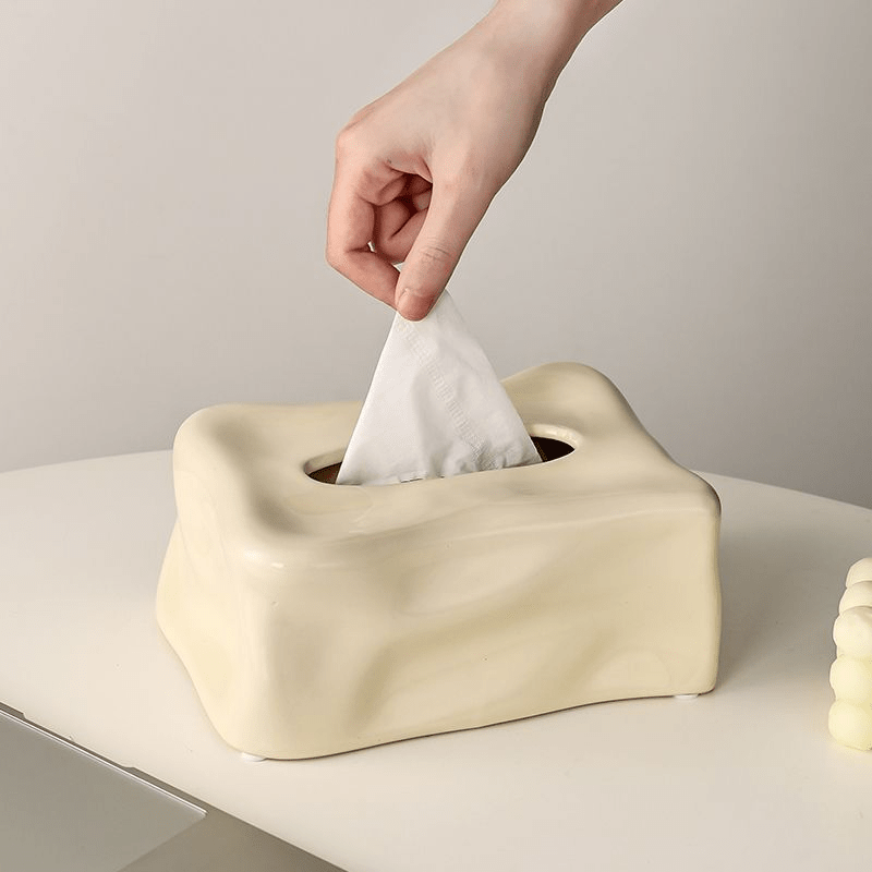 Ceramic Tissue Box Holder Tissue Paper Storage Holder for Home Kitchen  Decor Beige 