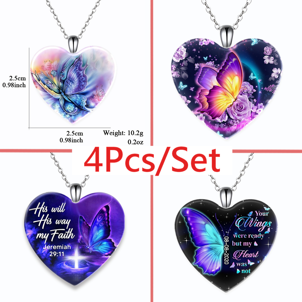 Trendy Purple Butterfly Heart-shaped Necklaces, Creative Pendant