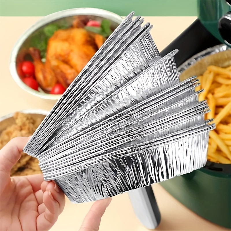 9 Round Aluminum Foil Take-Out Pans, Disposable Food Tin