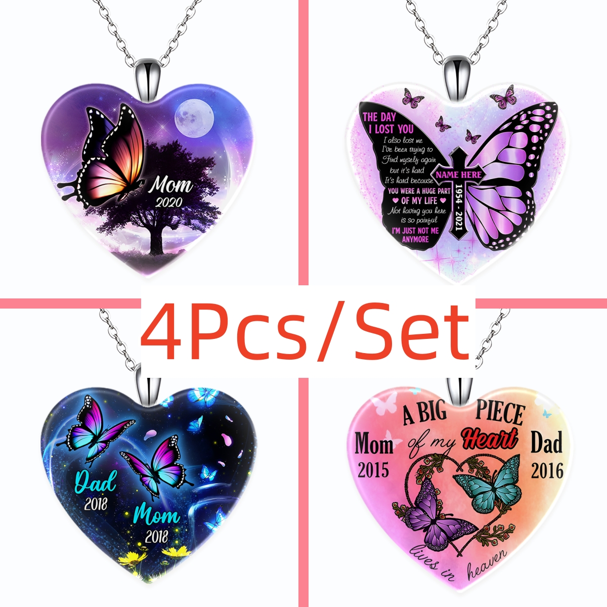 Cute Multicolor Butterfly Heart-shaped Pendant Necklaces, Creative