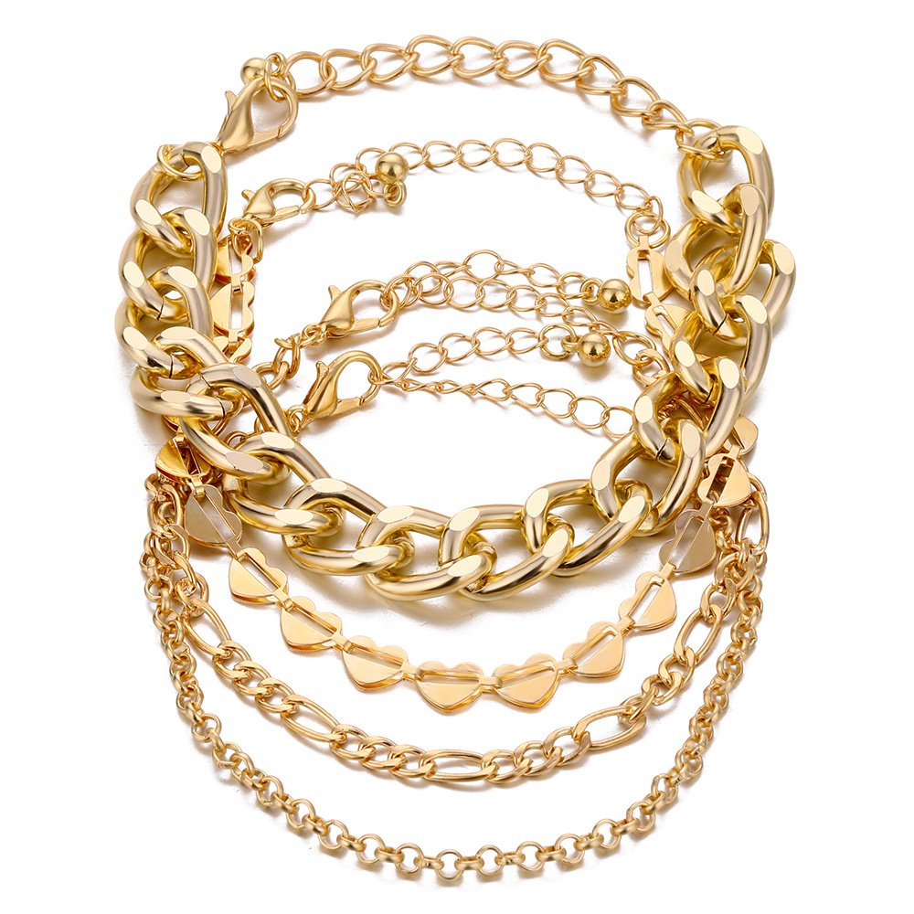 4Pcs/Set Adjustable Open Bracelet for Girls and women Golden