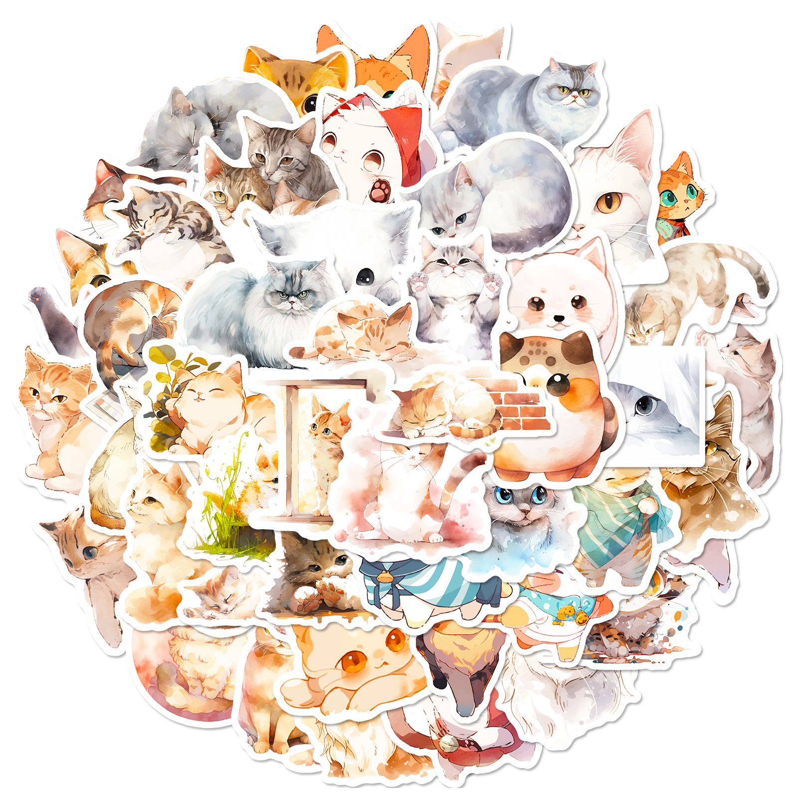CUTE CAT Stickers Pack Vinyl Laptop Helmet Phone Luggage Decal 50Pcs Anime