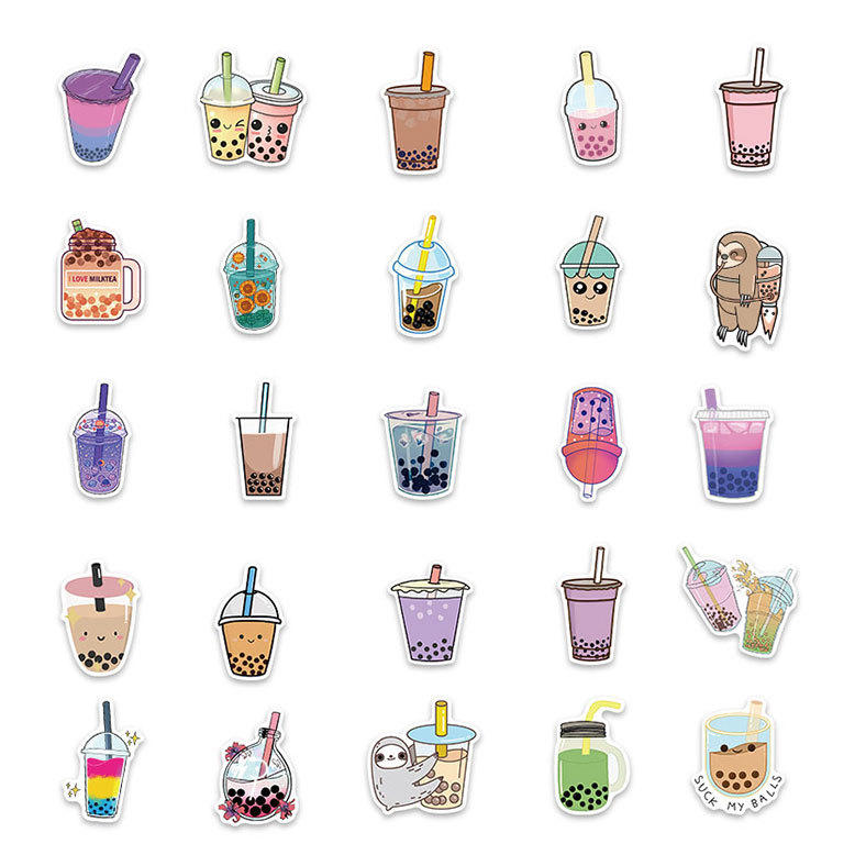 Milk Tea Drinks Aesthetics Cute Funny Cartoon - Temu