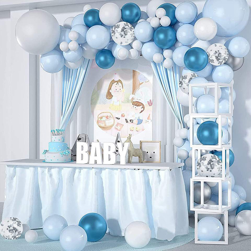 Blue And White Balloon Arch Set Elegant Metal Sliver - Temu