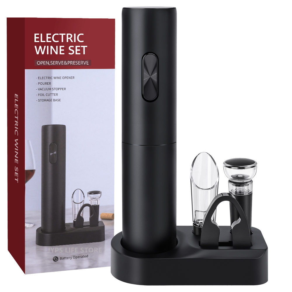 Ouvre-bouteille de vin noir électrique ensemble tire-bouchon automatique  avec coupe-feuille pour vin rouge - Accessoire autour du vin - Achat & prix