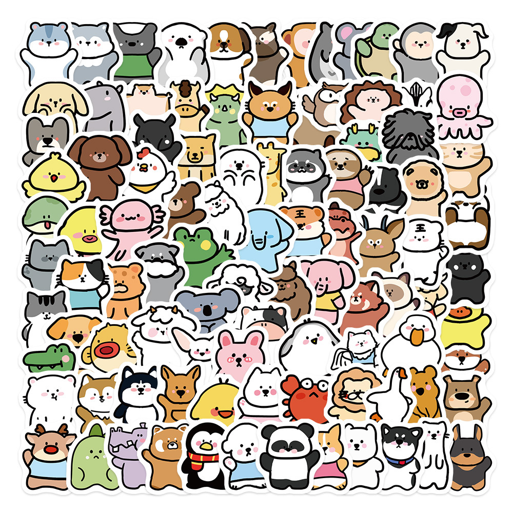 Cute Animal Stickers Pack |50 Pcs|Cartoon Dog Frog Panda Elephant Mixed Sticker for Kids Adult Teens Waterproof Vinyl Stickers for Laptop Water Bottle