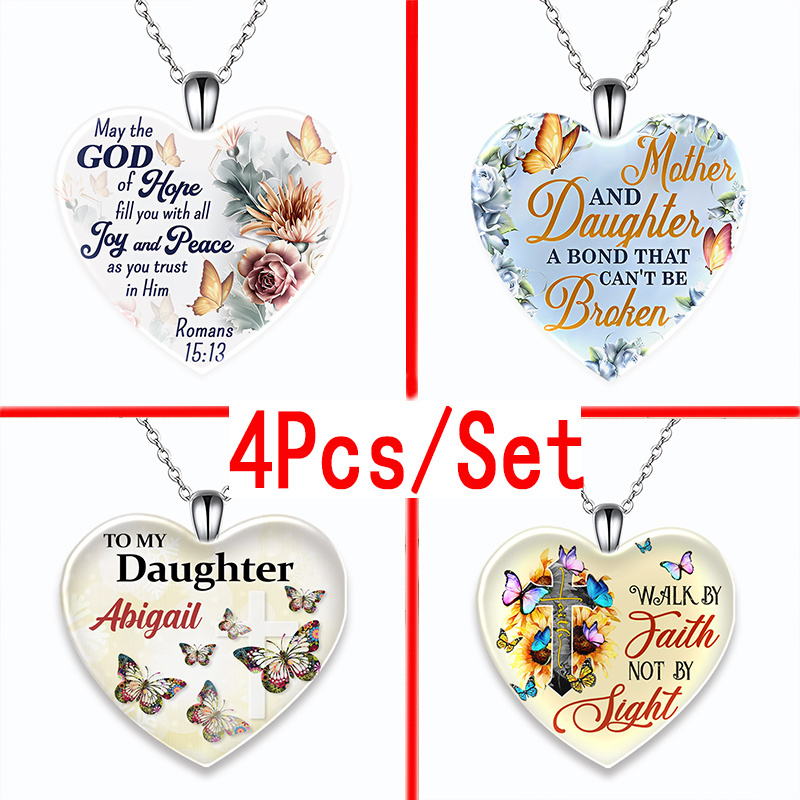 4pcs Trendy Goddess Heart-shaped Necklaces, Creative Pendant Necklace, Cute  Necklace, Party Jewelry, Holiday Birthday Gift For Friends Family