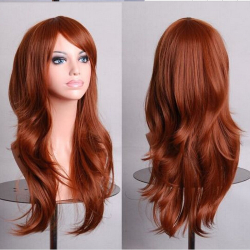 Synthetic Hair Long Straight Red Black Wig Side Bangs Heat - Temu