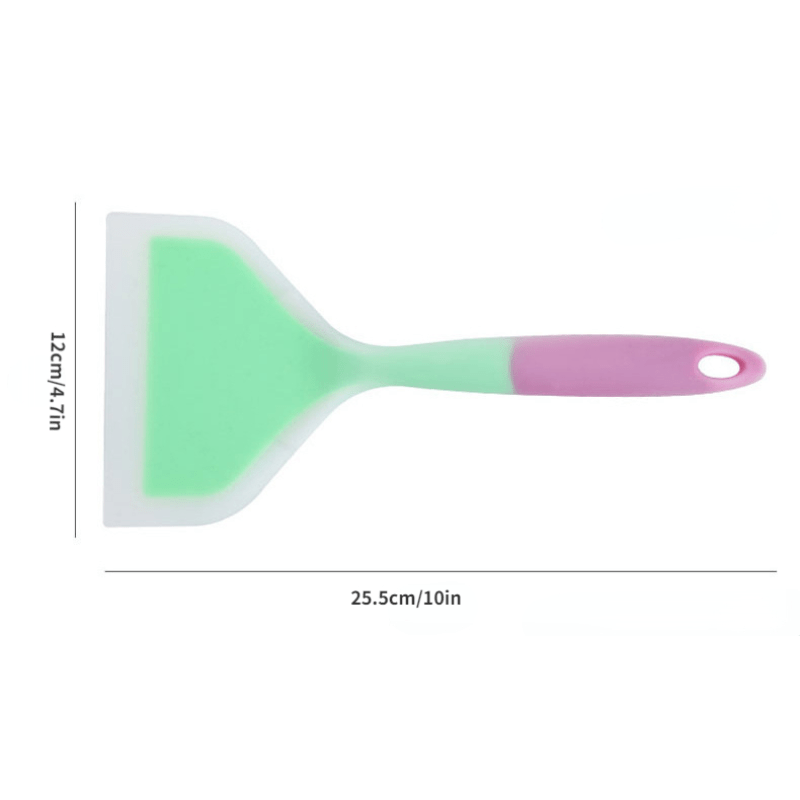 1pc Transparent Double Color Silicone Wide Mouth Fry Spatula For Kitchen Use,  Color Random