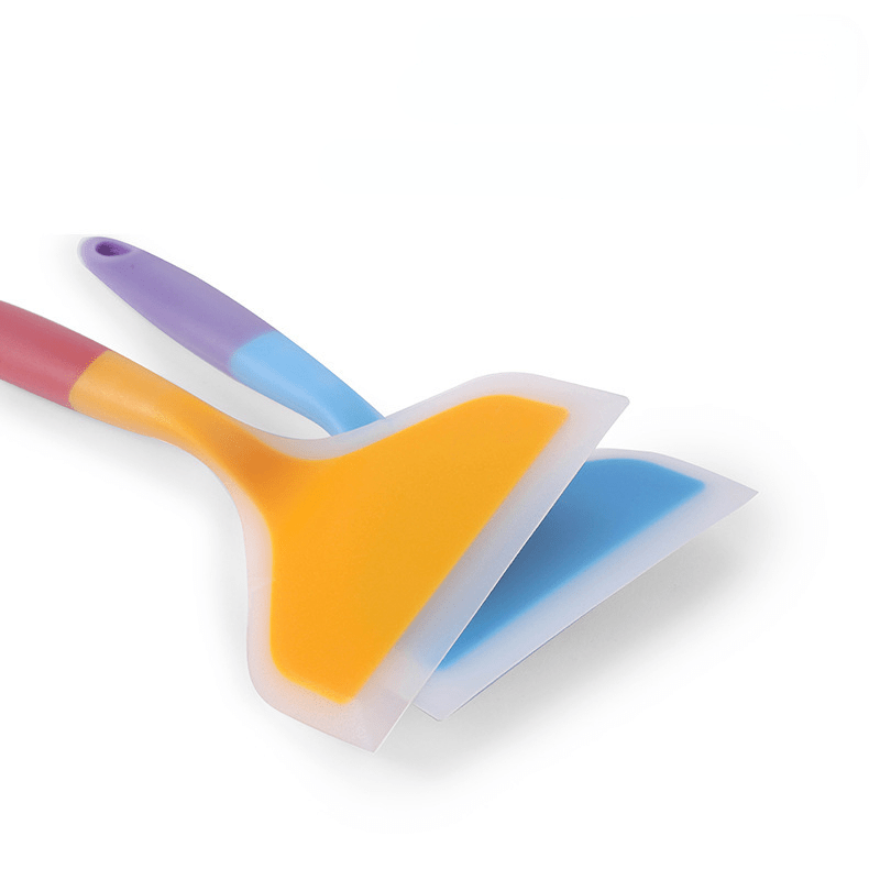 1pc Transparent Double Color Silicone Wide Mouth Fry Spatula For Kitchen Use,  Color Random