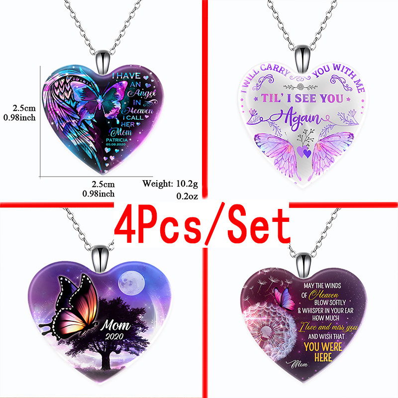 4pcs Trendy Retro Butterfly Heart-shaped Necklaces, Creative Pendant  Necklace, Cute Necklace, Party Jewelry, Holiday Birthday Gift For Friends  Family