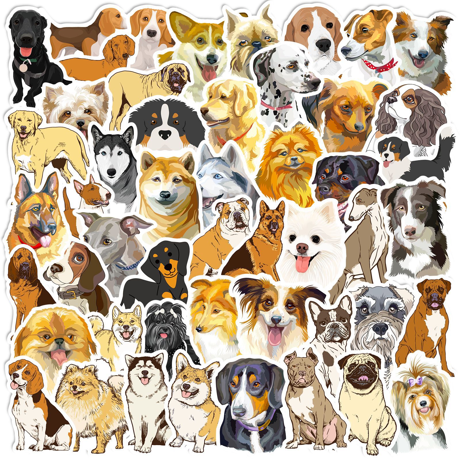 10/30/50pcs Cute Animal Golden Retriever Dog Graffiti Stickers